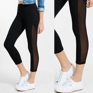 Express | Black Cropped Side Mesh Leggings